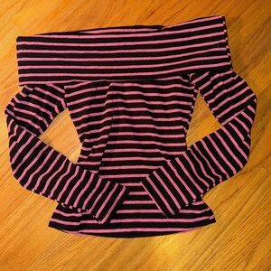 Charlotte Russe Black and Pink Striped Sweater